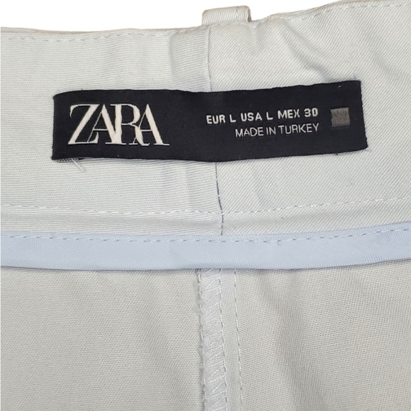 ZARA Baby Blue Carrot Fit Pleated Trousers Size L - Picture 6 of 7